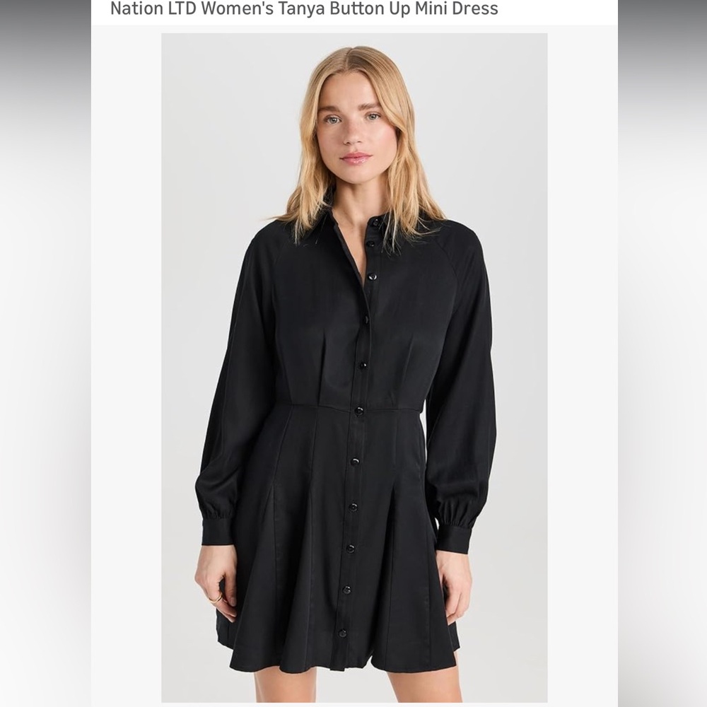 NWT Nation LTD Tanya black shirt dress for flare size Large